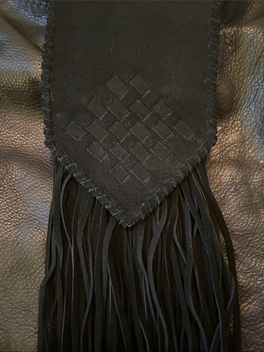 Margot Black Leather Fringe Hobo Bag. - Picture 3 of 11